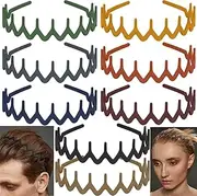 LAPOHI 8 PCS Non Slip Fashion Effortless Plastic Headbands with Teeth Comb Skinny Hair Accessories Bands for Women Men Teen Girls, Comb Teeth Morandi