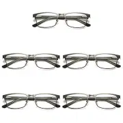 5 PK Mens Metal Frame Spring Hinge Blue Light Blocking Reading Glasses Readers