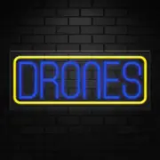 Drones Neon Sign for Retail Displays | LED Flex Neon | 30"W x 12"H x 1"D