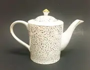 NEW GRACES WHITE+MULTI COLOR METALLIC POLKA DOT GOLD TRIM COFFEE,TEA POT,TEAPOT