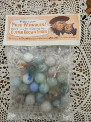VINTAGE BUSTER BROWN MARBLES IN ORIGINAL UNOPENED PACKAGE!