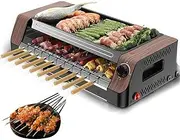 Automatic Rotating Electric Grill, 1800W Double Layers Electric BBQ Grill, 220℃ Intelligent Constant Temperature, Household Grill Pan, with 20 Strings, for Home Camping Party Outdoor Garden
