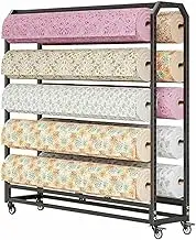Large Cart for Commercial Textile Fabrics with Adjustable Bar to Hang, Movie Exhibitor That Change Color for Commercial Vehicles, with Frantable Wheels (14 Rolls, Wide