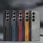 For Samsung Galaxy Z Fold 6 5 4 3 Luxury Vintage Leather Shockproof Phone Case