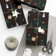 Christmas Wrapping Paper - Snowmen, Golden Trees, Snowflakes, and More, 3 Sizes