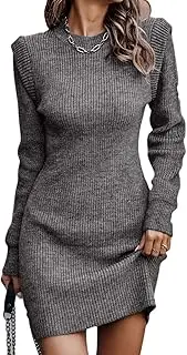 [ZPLxi] Women Knitted Sweater Dresses Women Winter Warm Solid Color Loose Pullover Twist Knitted Sweater Dress Ladies Sweaters Dresses