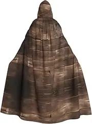 Rustic Old Barn Wood Print Hooded Grace Cloak For Women Men Halloween Cosplay Carnival Parties Themed Events, Black