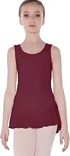 [Wearmoi] Wear More TUN014BURXL Women's Ballet Tank Dress Leotard, Scoop Neck & Moderate Leg Line, Medium Length Skirt (XL Size) Burgundy
