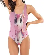 [RPLIFE] Cute Cartoon Unicon Women Swimsuits One-Piece, One-Piece Swimsuit with Padding Honeymoon Bathing Suits for Women