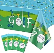 QUERICKY 4 Pack Golf Party Tablecloths, 51x87'' Plastic Disposable Rectangle Golf Table Cover for Golf Theme Party Decorations, Golf Birthday Supplies, Par-tee Decor, Golf Events