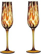 Vintage Champagne Glass, Leopard Print Champagne Flute Glass Set of 2 Capacity 8.29 oz for Couples Dating Christmas