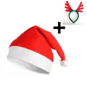 Thin Santa Hat + Headband Christmas Unisex Adults Novelty Hat Xmas Party Cap Santa Costume Dress Up AU