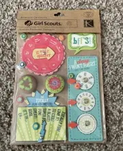 K & Company Girl Scouts Spinners Buttons Adhesive Chipboard