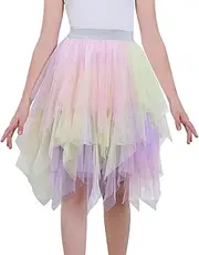 [FEOYA] Girls Layered Tulle Tutu Skirt Ballet Dance Skirts Kids Toddler Elastic Waist Mesh Tutu Swing Skirts Princess Party Dresses Up for Birthday Wedding Holiday Prom 3-14 Years
