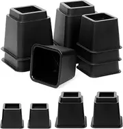 [Swpeet] 8Pcs Adjustable Bed Risers, Black Stackable Bed Frame Risers, 4 Large and 4 Small Bed Height Risers, Elevation in Heights 3, 5 or 8 Inch, Heavy-Duty Furniture Riser for Table, Couch and Chair