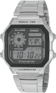 Casio AE1200WHD-1A Digital Sports World Stainless Steel AE-1200WHD-1A Mens Watch