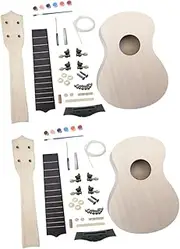 WHAMVOX 2 Sets DIY Guitar Kit Guitar Building Kits Guitar Screws Kit Ukulele Painting DIY Musical Instrument Guitar Material Kit Guitar Making Kit Guitars Hand Painting Guitar Wooden