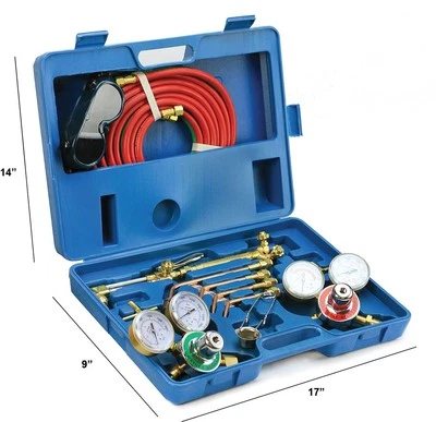 Stark USA Oxygen Acetylene Welder Tool Kit w/ (4) Nozzles Cutting Torch 15' ft