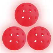 Luminous Pickleball Balls 3 Pack Pickleball Balls with Mesh Bag, Red