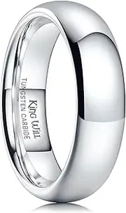 [King Will] Classic 6mm High Polished Comfort Fit Tungsten Carbide Ring Wedding Band
