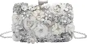 [lapulio] Floral Evening Bag for Women Beaded Clutch Purse with Sequins & Rhinestone Wedding Party Handbag with Chains