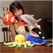 Plush Shark Puppet Movable Mouth Turtle Whale Hand Doll Role-Playing Hand Puppet