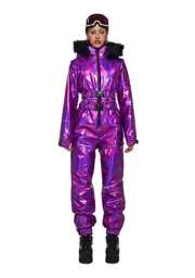 [Club Exx] Aurora Beam Holographic Snowsuit - Purple