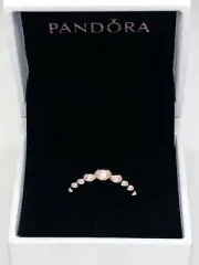 New Authentic PANDORA Rose Gold Polished String of Beads Stackable Ring 187536
