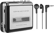 GUYOS USB Cassette Capture Cassette Tape-to-MP3 Converter into Computer HiFi Sound Quality Bass Audio Music Player with Earphone