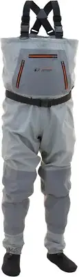 Durable 4-Ply Nylon Fishing Waders with Neoprene Booties - X-Large Slate/Gray