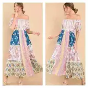 Anthropologie Barok Dress Sz S Maxi Boho Cotton Patchwork Dress NWT