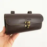 Dark Brown Bicycle Seat Bag Leather Vintage Coffee Bike Saddle Handlebar Bag