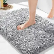 Luxury Bathroom Rugs, Fluffy Bath Mats, Non 17" x 24" Light Gray and White
