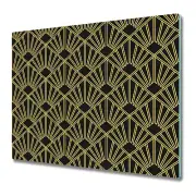 Tempered Glass Worktop protector Art Deco vintage black and yellow large 60x52