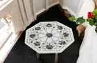 24" White Marble Center Sofa Coffee & Tea Table Paua Shell Stone Floral Inlay De