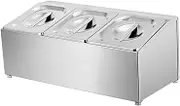TT-YED Countertop Spice Display Rack Set, Stainless Steel Condiment Containers with Lids, 3-8 Compartments Salad Bar, Condiment/Pizza Topping Station, Multi-Purpose Food Dispenser,A