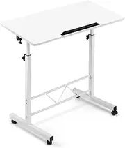Artiss Laptop Table, Adjustable Stand Desk Desktop Computer Standing Study Desks Bed Side Tables Home Office Travel Studio Furniture, Portable 360° Rotating Lockable Caster Wheels White