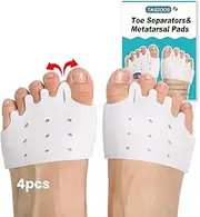 TASZOOS Toe Separators Metatarsal Pads - Breathable & Soft Toe Spacers(4pcs, Thicken), Great for Bunions, Metatarsalgia, Mortons Neuroma, Hammer Toes or Rheumatoid Arthritis(Large Size/White)