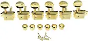 Qianly 6 Pack Vintage Guitar Tuning Pegs Split Shaft Configuration 15:1 6R, Golden
