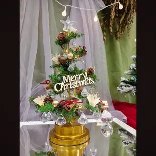 【KIRA與花花藝】水晶LED燈永生花聖誕樹/雪松綠/桌上聖誕樹(永生花裝飾/聖誕禮物/聖誕節/聖誕樹)