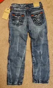 NWT True Religion Boys Geno Contrast Super T jeans, Size 6