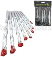 8pc MASONRY DRILL BIT SET 1/8" to 3/8" CARBIDE TIP CONCRETE BRICK & TILE w/ Bag