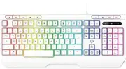 Laser RGB Gaming Keyboard - 1.5m Wired Braided Cable, Full Size, 104 Keys, 9 Multimedia Keys, Customisable Backlight, Anti-Ghosting, Ergonomic Palm Rest, Pair with Gaming PC, Mouse and Laptop - White