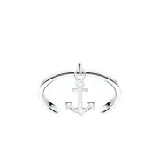 TJS 925 Sterling Silver Toe Ring Dangle Anchor Charm Adjustable Band Jewellery