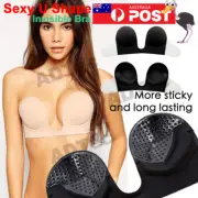 AU Backless Plunge Bra Strapless U Shape Adhesive Silicone Invisible Push up Bra