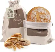 Linen Bread Bags for Homemade Bread 2 Pack XL Reusable Linen Bread Bag for Lined
