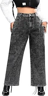 [LEIJIJEANS] Plus Size Baggy Jeans for Women Wide Leg Women Jeans Full Length Mom High Waist Tall Loose Wide Leg Pants