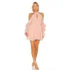 NWT House of Harlow 1960 Harmony Ruffle Mini Dress Blush/Peach Small