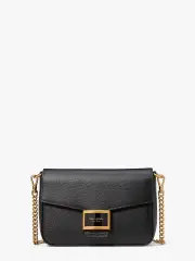 Katy Textured Leather Flap Chain Crossbody