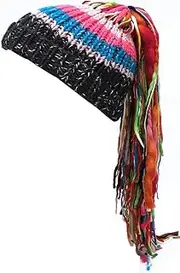 DuBom Men/Women Barbarian Vagabond Knit Hat Wig Ponytail Beanie Funny Caps Navy